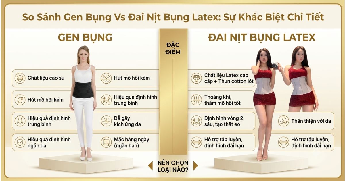 So sánh gen bụng và đai nịt