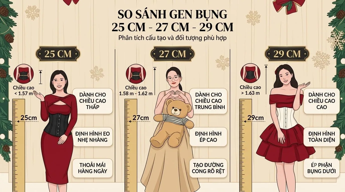 So sánh gen 25 cm – 27 cm – 29 cm