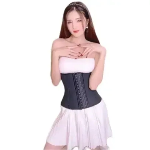 Latex Châu Âu Corset Chuẩn mầu đen